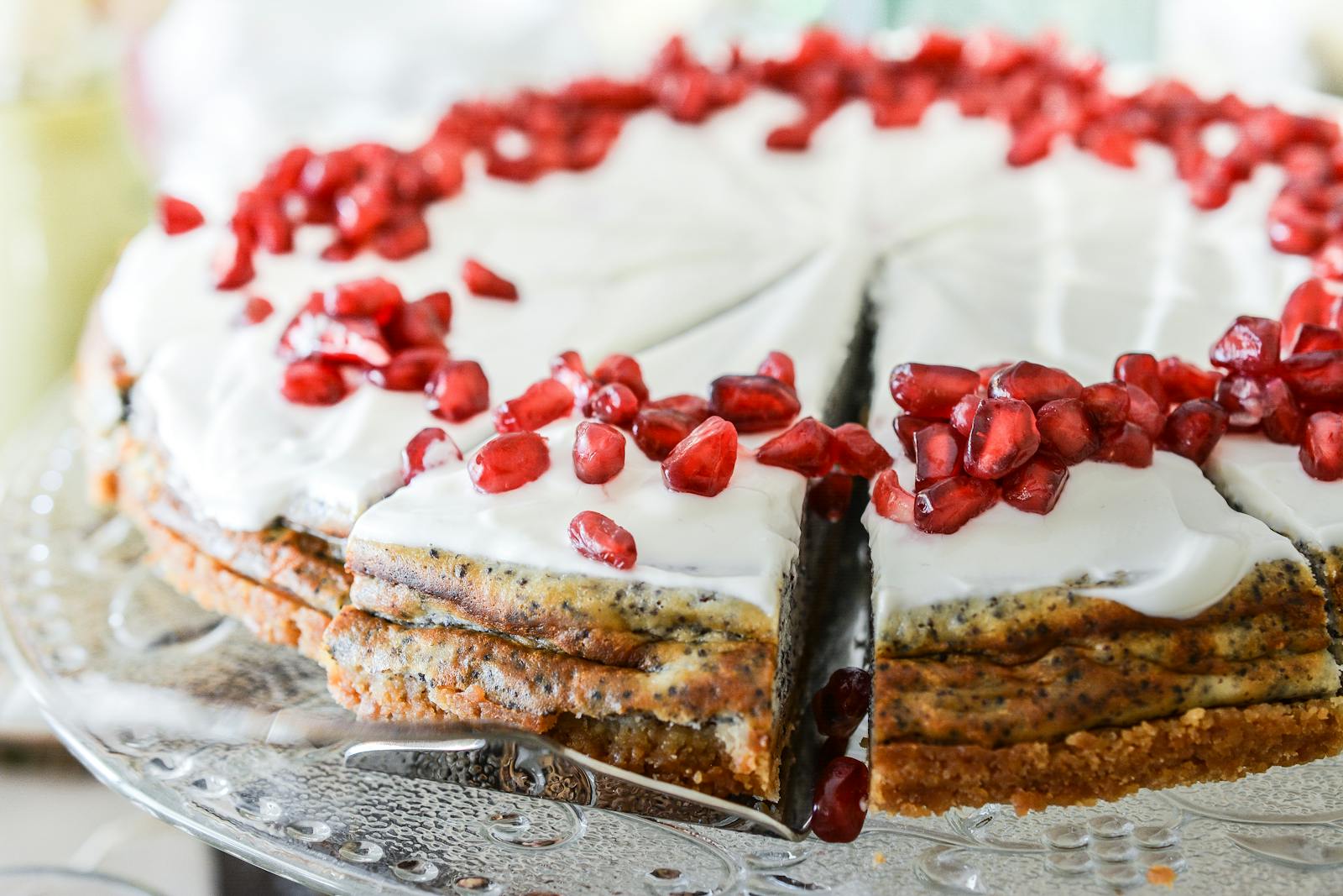 White-icing Pie With Red Berries