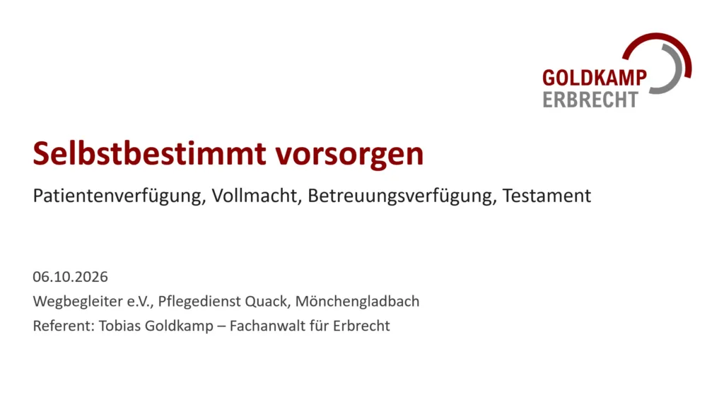 Cover Vortrag Selbstbestimmt vorsorgen